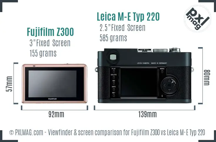Fujifilm Z300 vs Leica M-E Typ 220 Screen and Viewfinder comparison