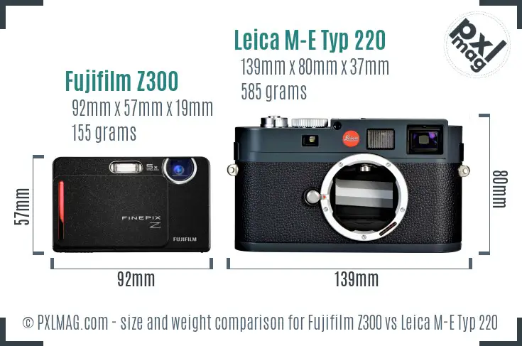 Fujifilm Z300 vs Leica M-E Typ 220 size comparison