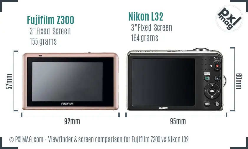 Fujifilm Z300 vs Nikon L32 Screen and Viewfinder comparison