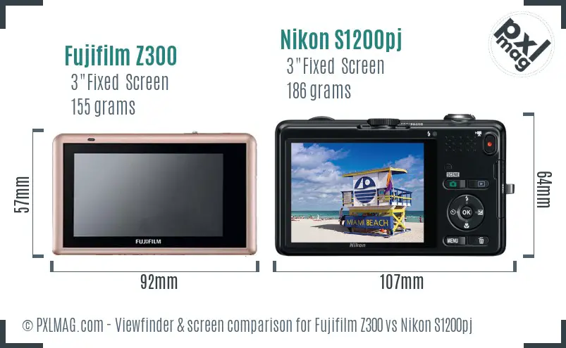Fujifilm Z300 vs Nikon S1200pj Screen and Viewfinder comparison Fujifilm Z300 vs Nikon S1200pj Screen and Viewfinder comparison
