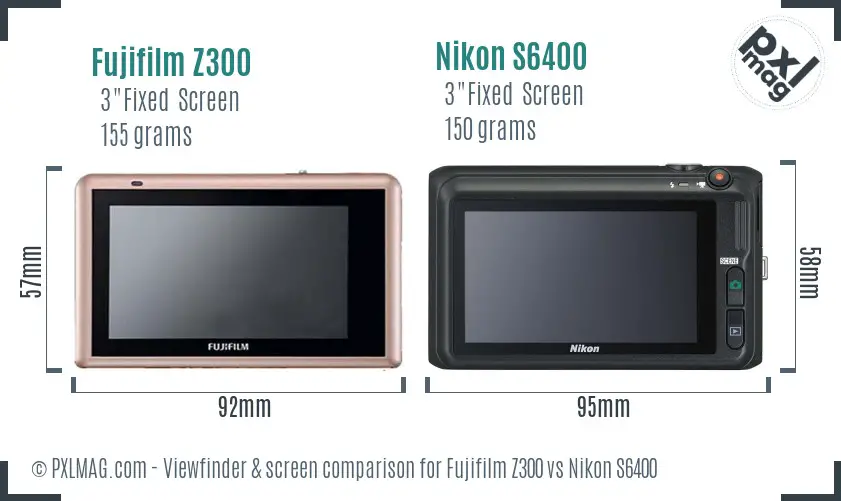 Fujifilm Z300 vs Nikon S6400 Screen and Viewfinder comparison