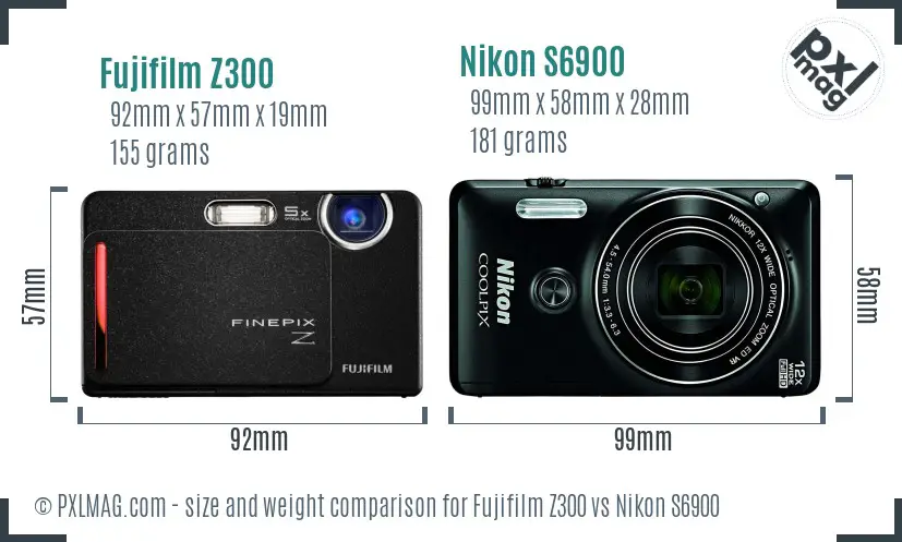 Fujifilm Z300 vs Nikon S6900 size comparison