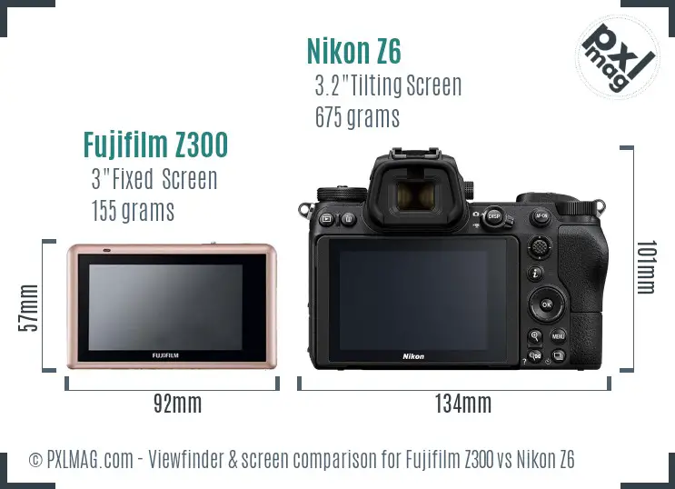 Fujifilm Z300 vs Nikon Z6 Screen and Viewfinder comparison