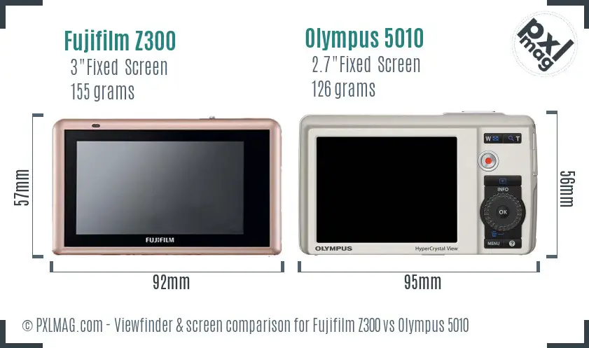 Fujifilm Z300 vs Olympus 5010 Screen and Viewfinder comparison