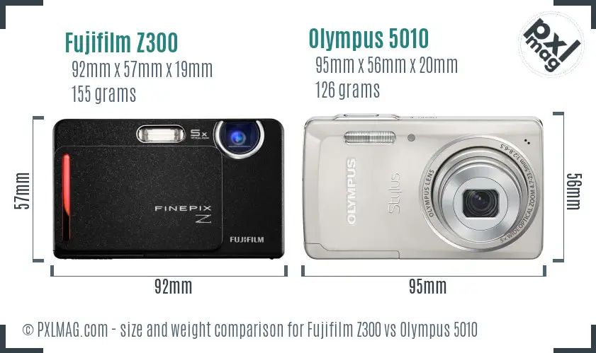 Fujifilm Z300 vs Olympus 5010 size comparison