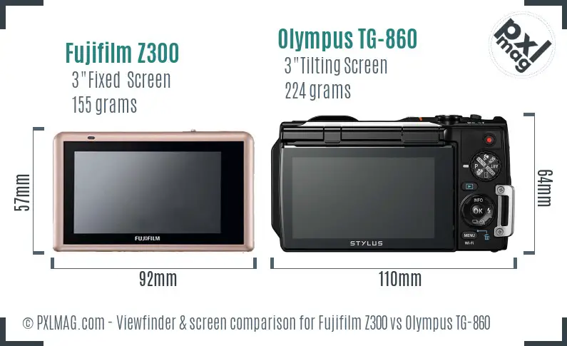 Fujifilm Z300 vs Olympus TG-860 Screen and Viewfinder comparison