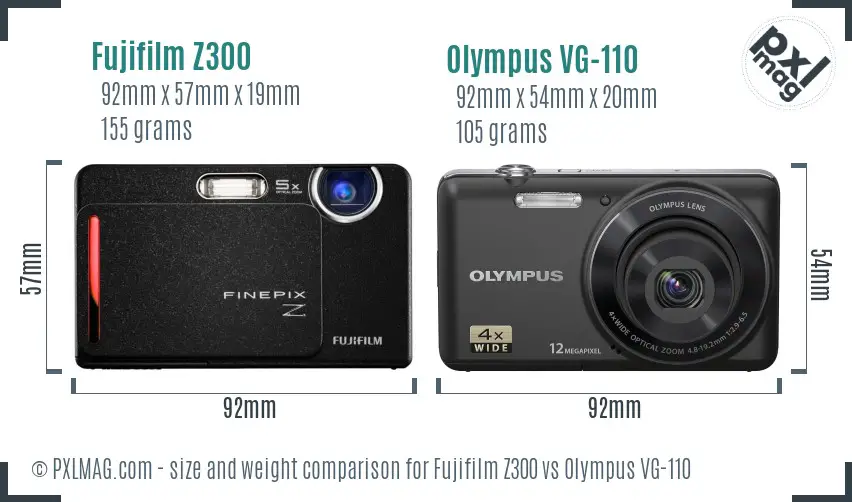 Fujifilm Z300 vs Olympus VG-110 size comparison