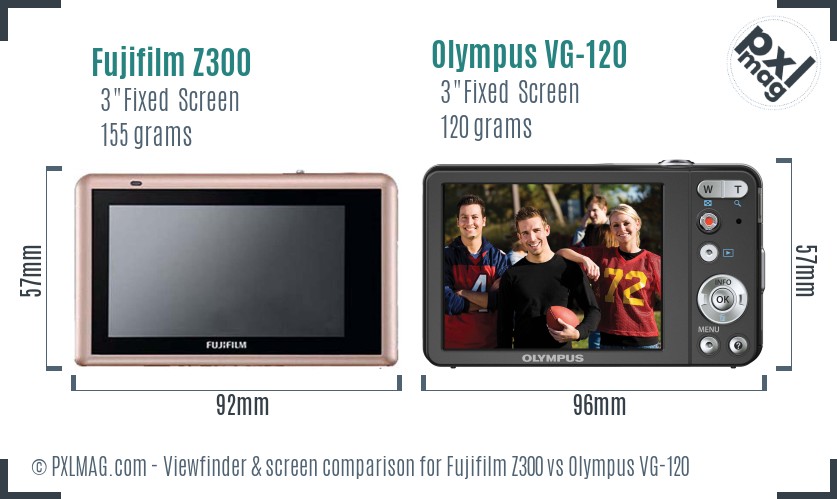 Fujifilm Z300 vs Olympus VG-120 Screen and Viewfinder comparison