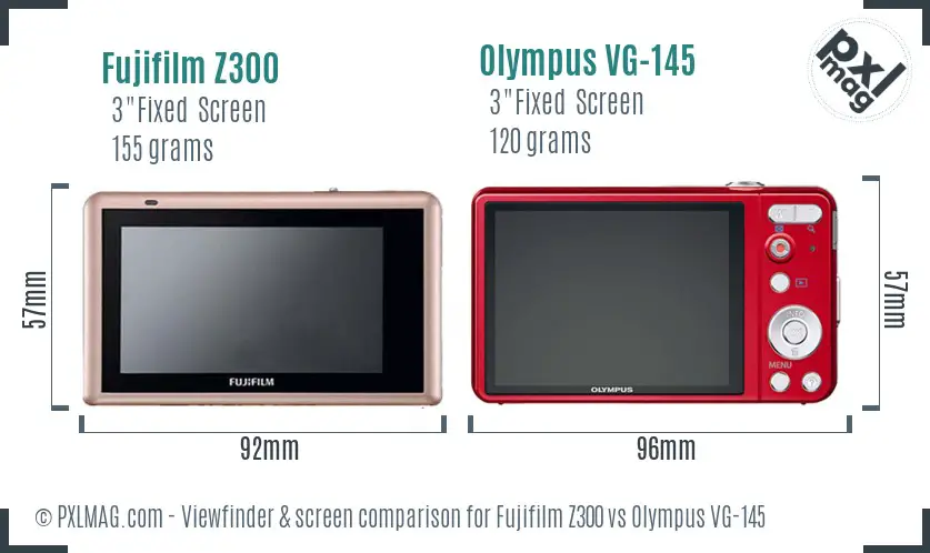 Fujifilm Z300 vs Olympus VG-145 Screen and Viewfinder comparison
