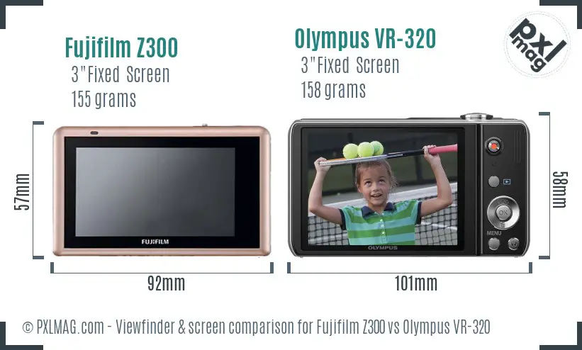 Fujifilm Z300 vs Olympus VR-320 Screen and Viewfinder comparison