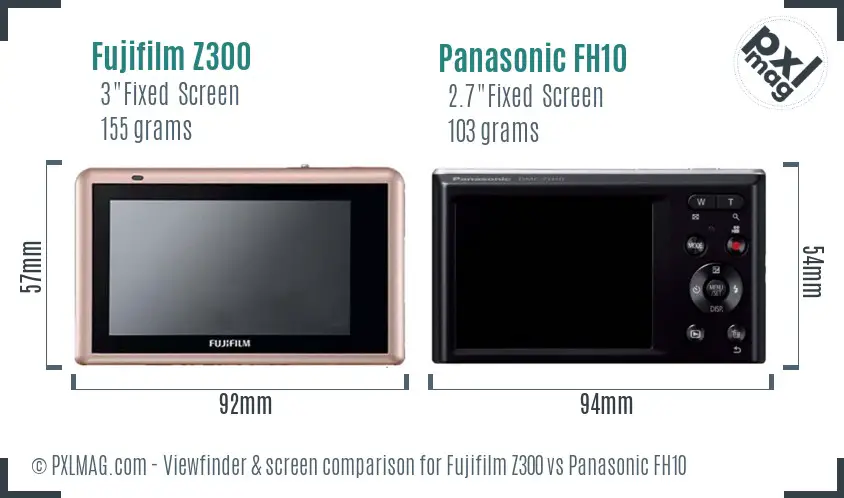 Fujifilm Z300 vs Panasonic FH10 Screen and Viewfinder comparison