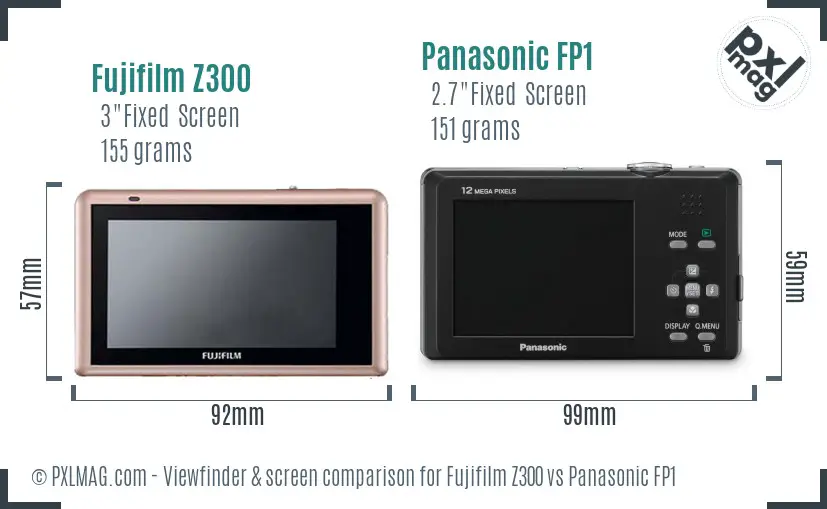 Fujifilm Z300 vs Panasonic FP1 Screen and Viewfinder comparison