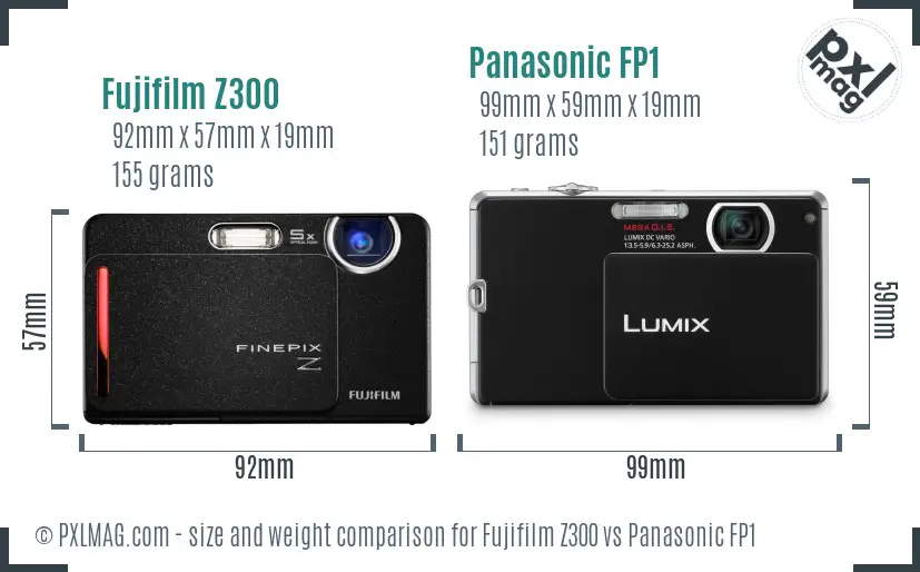 Fujifilm Z300 vs Panasonic FP1 size comparison