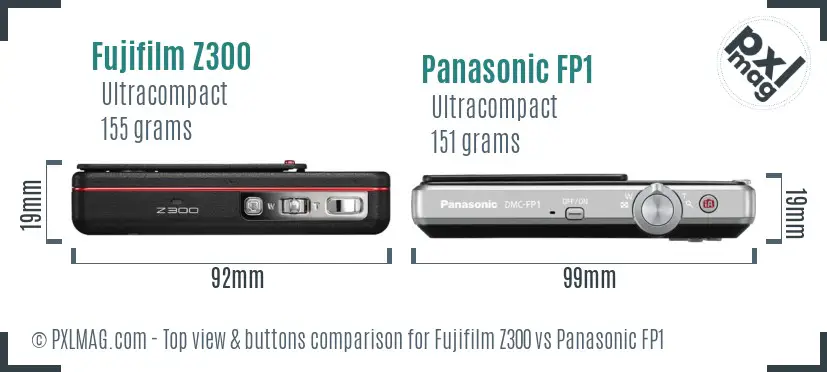 Fujifilm Z300 vs Panasonic FP1 top view buttons comparison