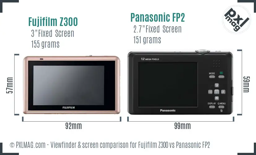 Fujifilm Z300 vs Panasonic FP2 Screen and Viewfinder comparison