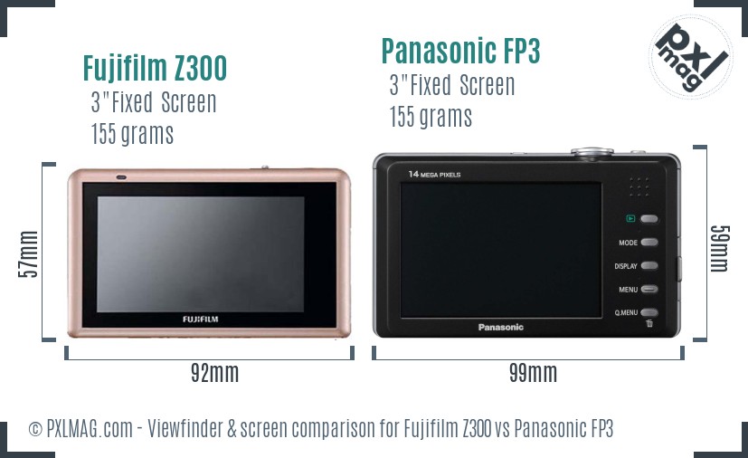 Fujifilm Z300 vs Panasonic FP3 Screen and Viewfinder comparison