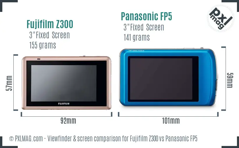 Fujifilm Z300 vs Panasonic FP5 Screen and Viewfinder comparison