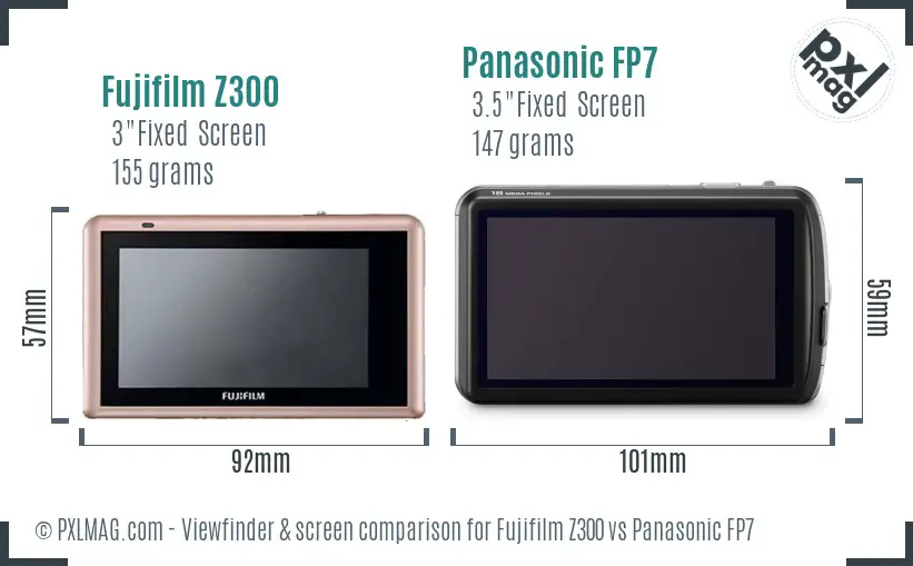 Fujifilm Z300 vs Panasonic FP7 Screen and Viewfinder comparison