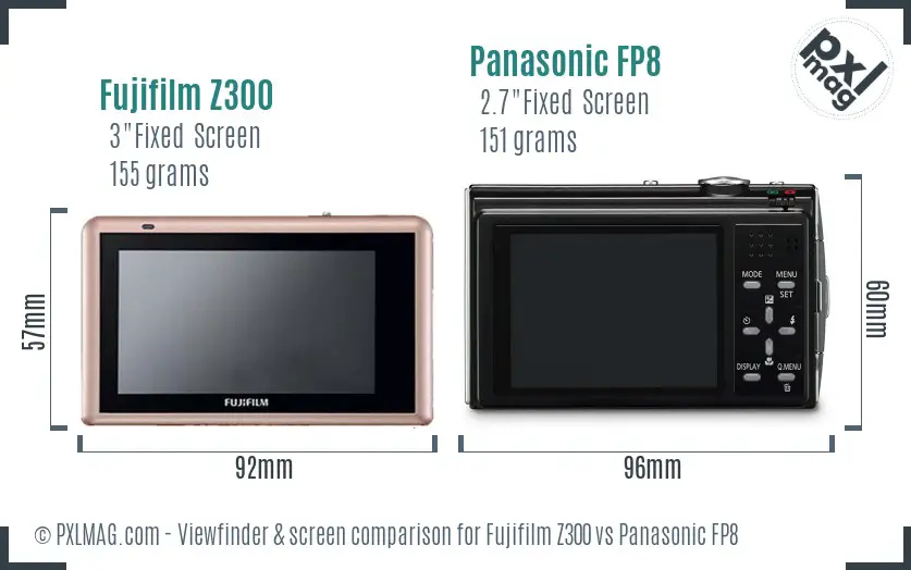 Fujifilm Z300 vs Panasonic FP8 Screen and Viewfinder comparison