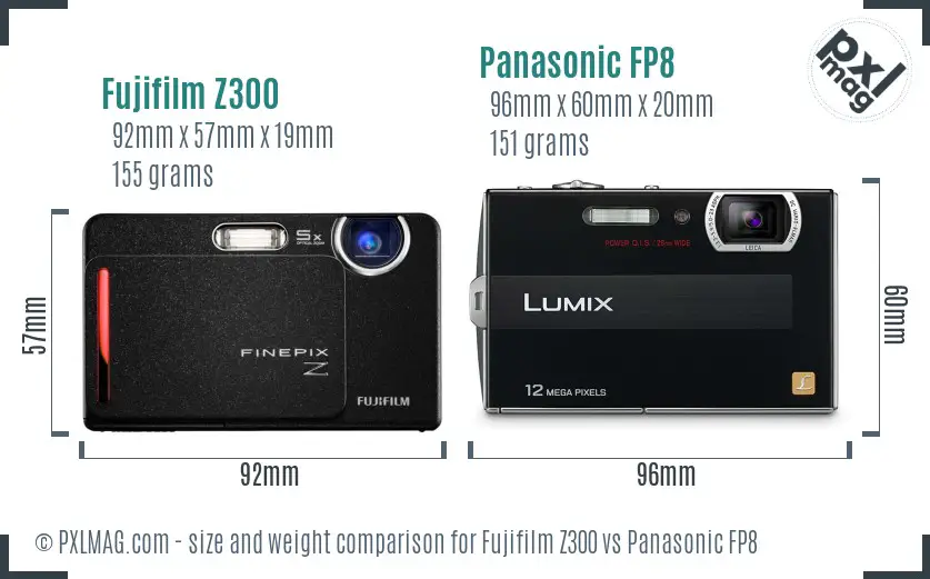 Fujifilm Z300 vs Panasonic FP8 size comparison