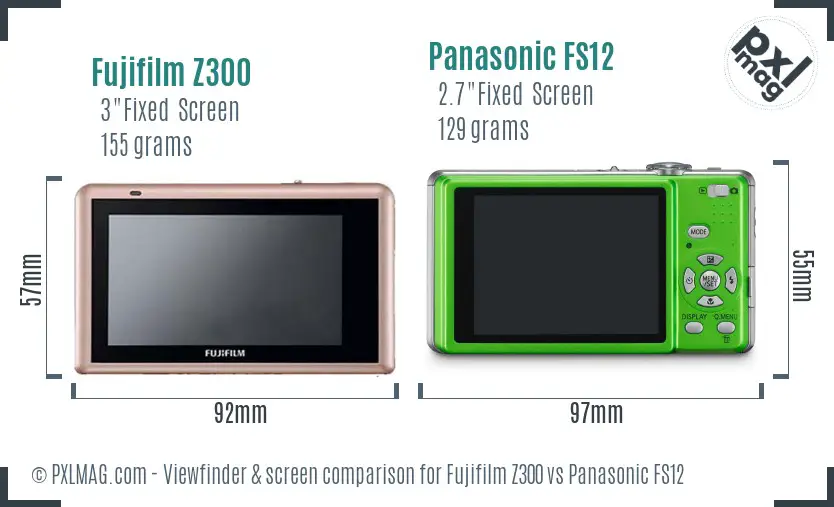Fujifilm Z300 vs Panasonic FS12 Screen and Viewfinder comparison Fujifilm Z300 vs Panasonic FS12 Screen and Viewfinder comparison