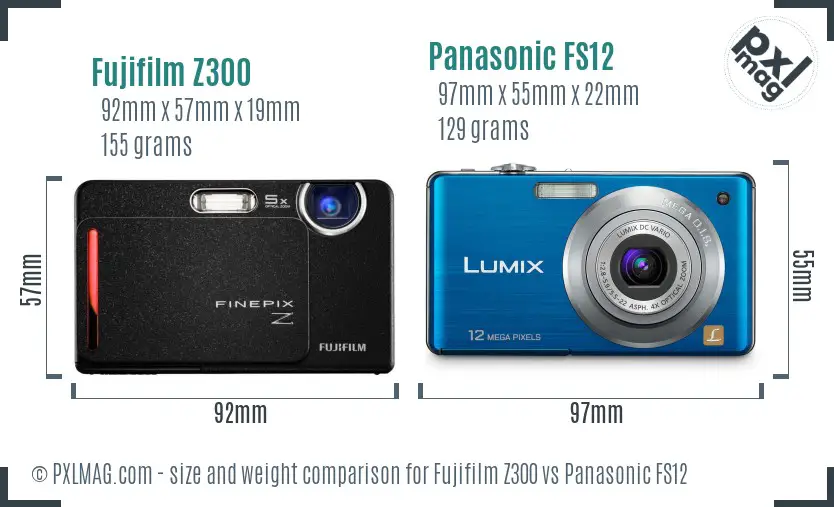 Fujifilm Z300 vs Panasonic FS12 size comparison Fujifilm Z300 vs Panasonic FS12 size comparison