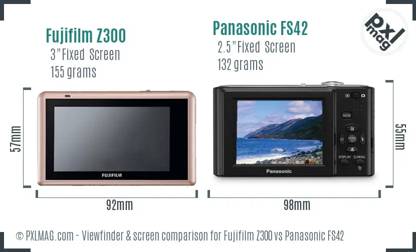 Fujifilm Z300 vs Panasonic FS42 Screen and Viewfinder comparison