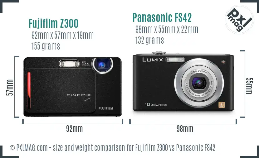 Fujifilm Z300 vs Panasonic FS42 size comparison