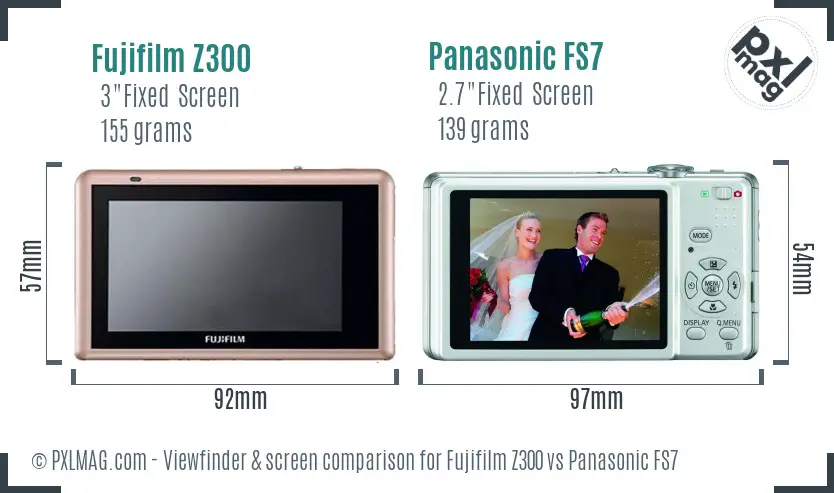 Fujifilm Z300 vs Panasonic FS7 Screen and Viewfinder comparison