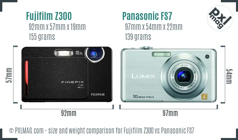 Fujifilm Z300 vs Panasonic FS7 size comparison