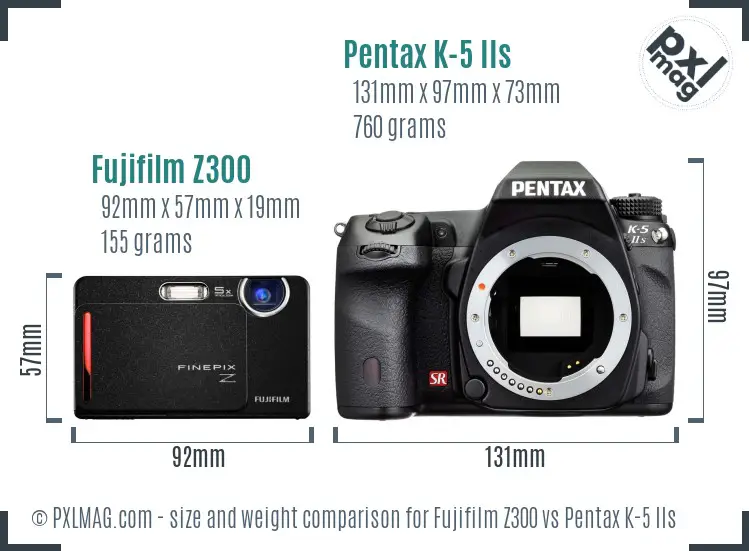 Fujifilm Z300 vs Pentax K-5 IIs size comparison