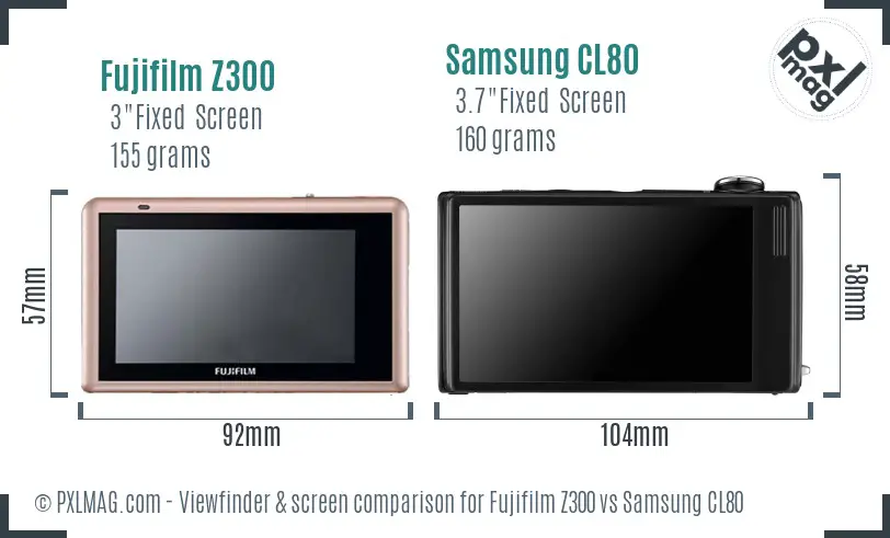 Fujifilm Z300 vs Samsung CL80 Screen and Viewfinder comparison