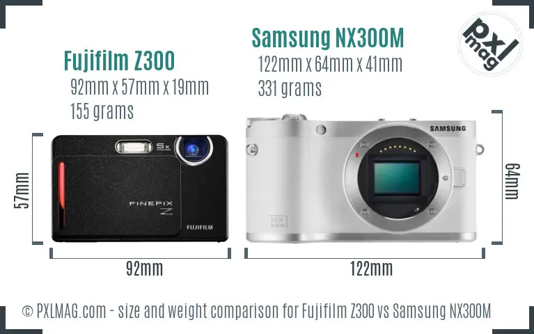 Fujifilm Z300 vs Samsung NX300M size comparison