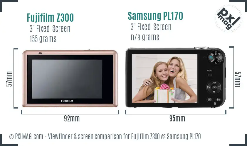 Fujifilm Z300 vs Samsung PL170 Screen and Viewfinder comparison