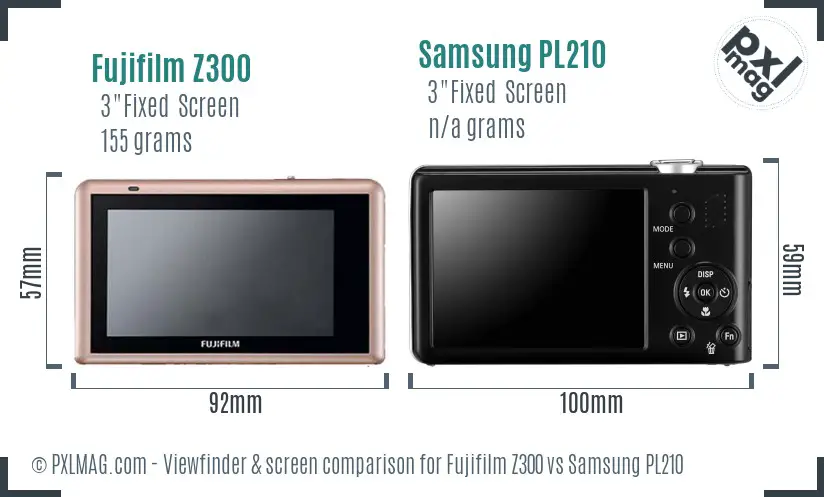 Fujifilm Z300 vs Samsung PL210 Screen and Viewfinder comparison Fujifilm Z300 vs Samsung PL210 Screen and Viewfinder comparison
