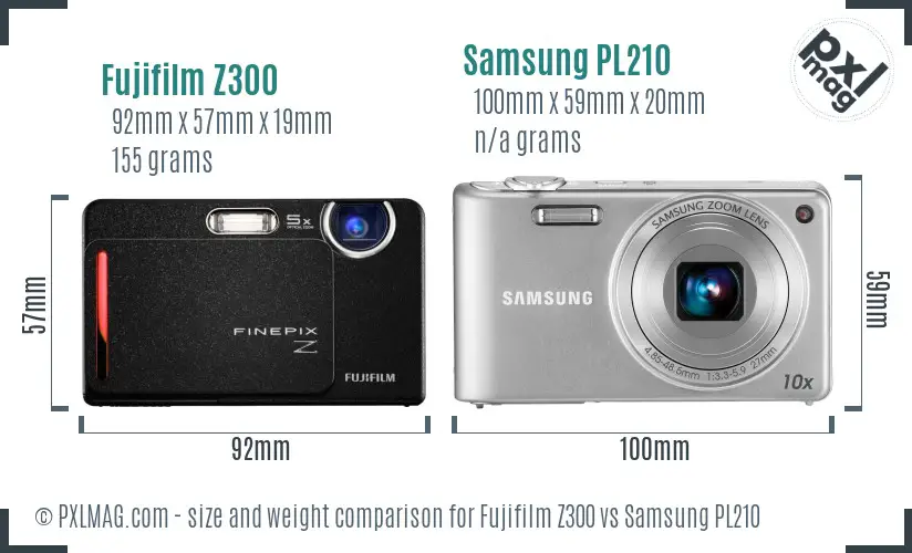 Fujifilm Z300 vs Samsung PL210 size comparison Fujifilm Z300 vs Samsung PL210 size comparison
