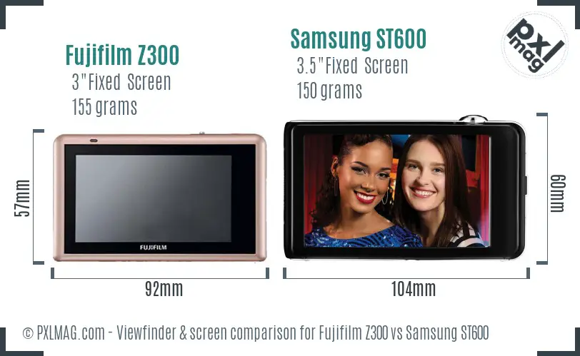 Fujifilm Z300 vs Samsung ST600 Screen and Viewfinder comparison