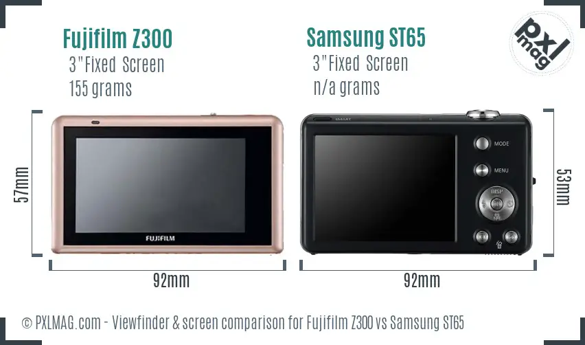 Fujifilm Z300 vs Samsung ST65 Screen and Viewfinder comparison