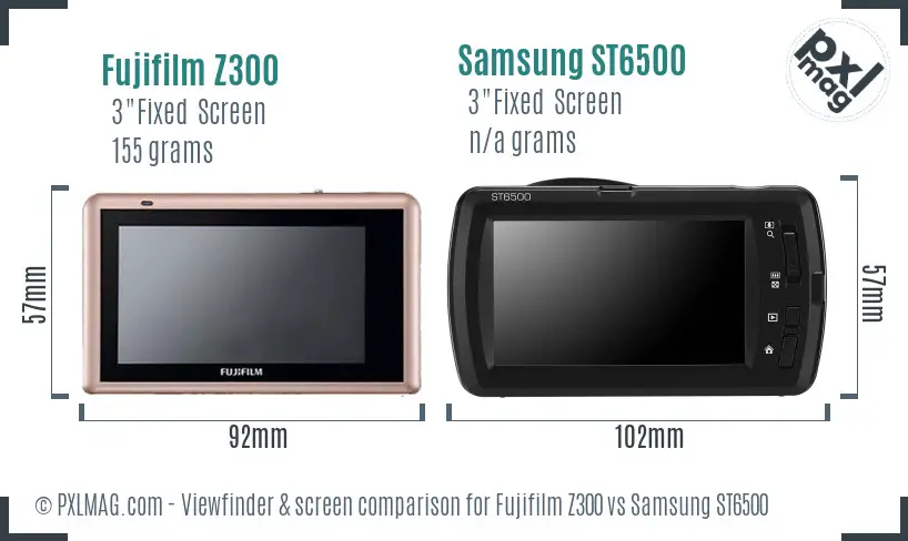 Fujifilm Z300 vs Samsung ST6500 Screen and Viewfinder comparison