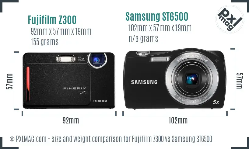 Fujifilm Z300 vs Samsung ST6500 size comparison