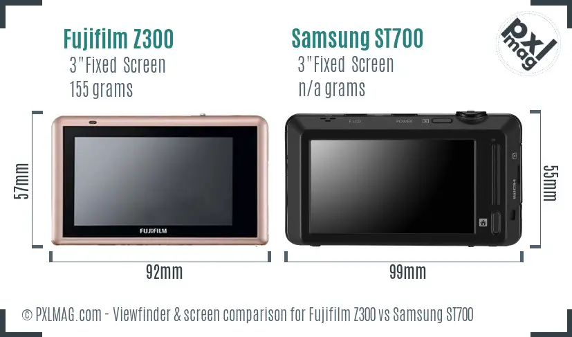 Fujifilm Z300 vs Samsung ST700 Screen and Viewfinder comparison