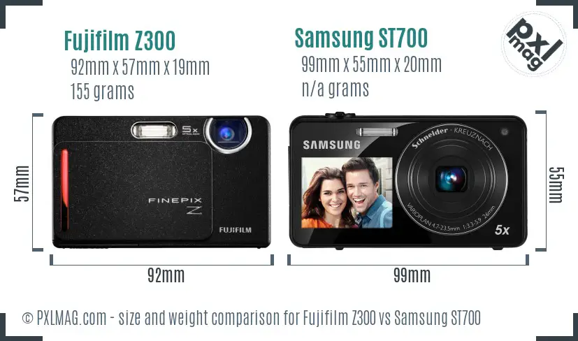 Fujifilm Z300 vs Samsung ST700 size comparison