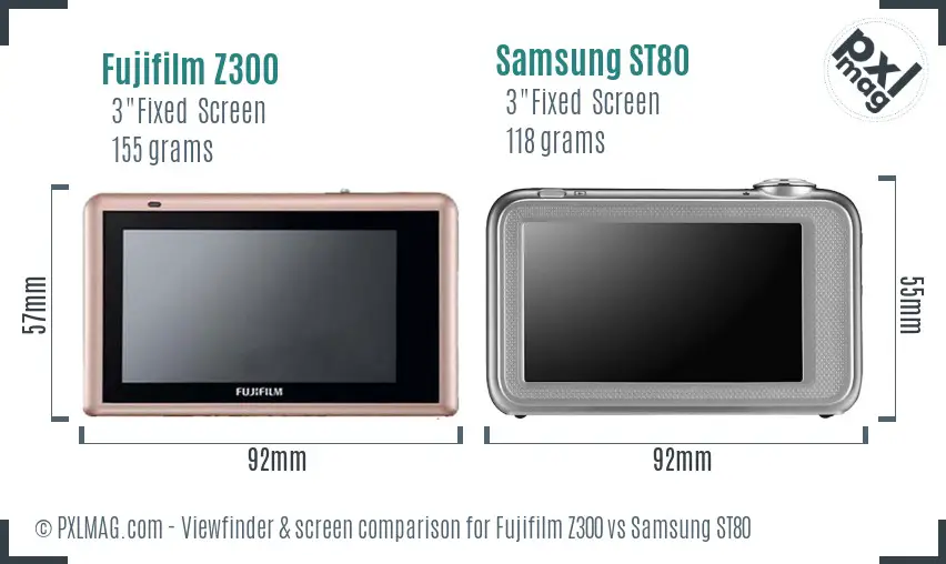 Fujifilm Z300 vs Samsung ST80 Screen and Viewfinder comparison