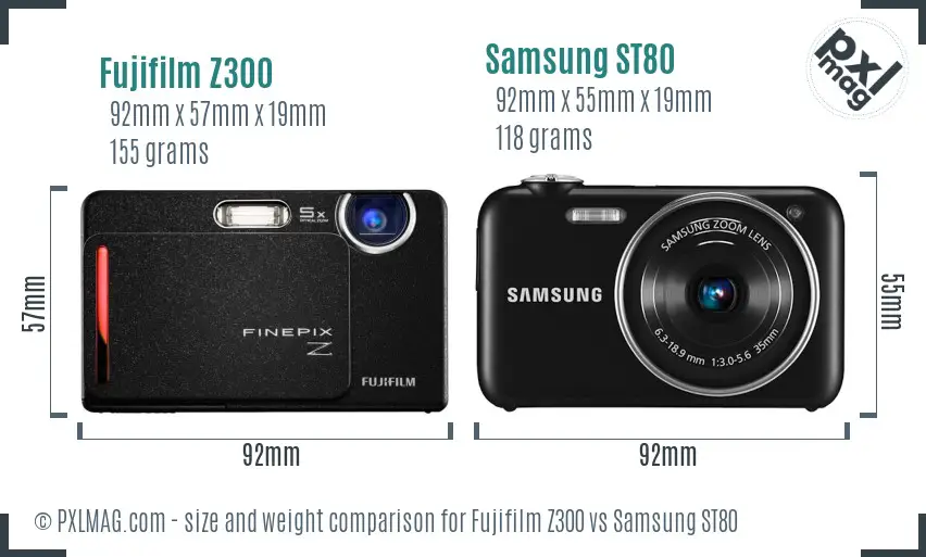 Fujifilm Z300 vs Samsung ST80 size comparison