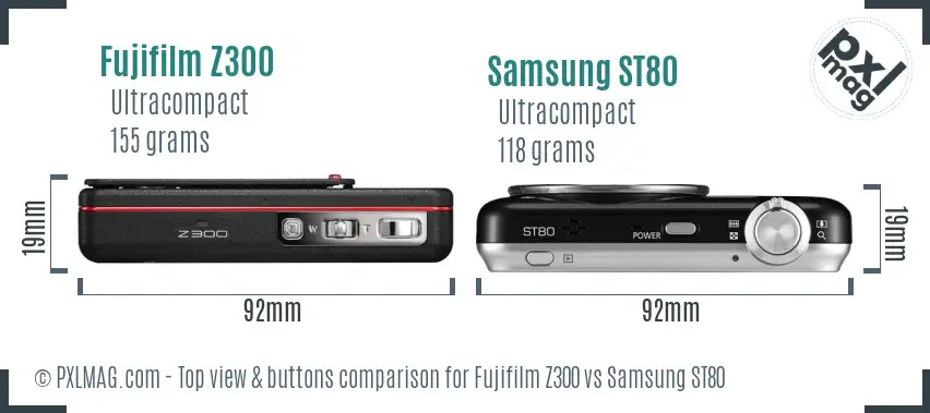 Fujifilm Z300 vs Samsung ST80 top view buttons comparison