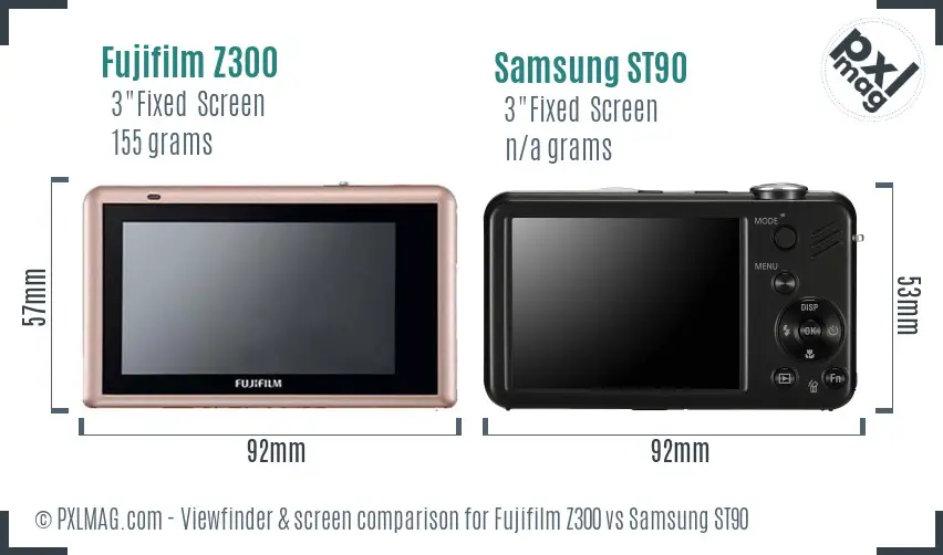 Fujifilm Z300 vs Samsung ST90 Screen and Viewfinder comparison
