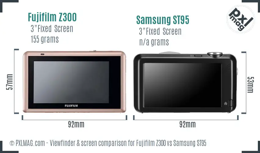 Fujifilm Z300 vs Samsung ST95 Screen and Viewfinder comparison