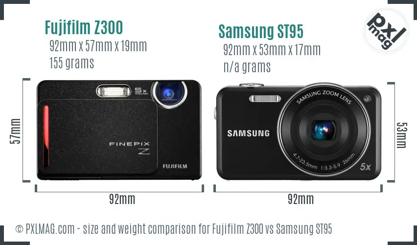 Fujifilm Z300 vs Samsung ST95 size comparison