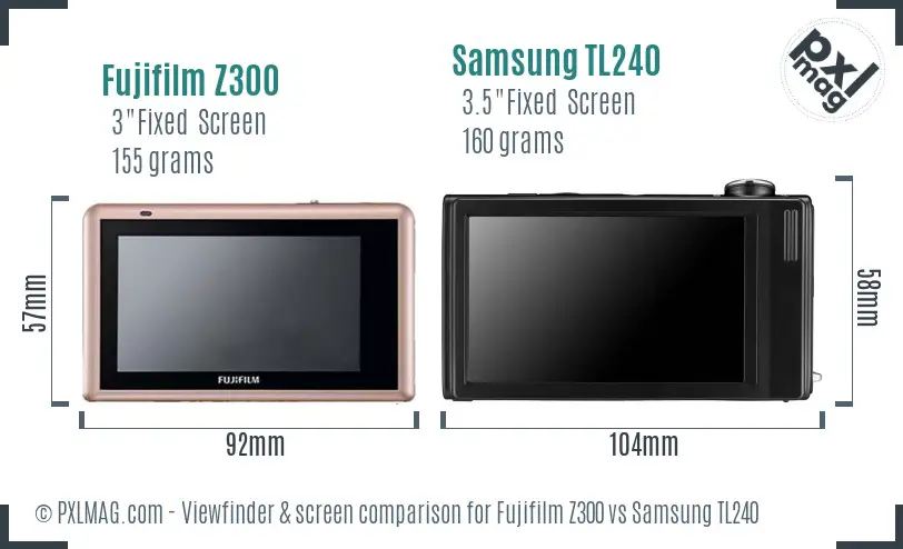 Fujifilm Z300 vs Samsung TL240 Screen and Viewfinder comparison