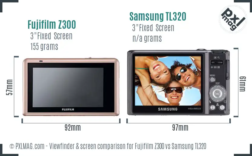 Fujifilm Z300 vs Samsung TL320 Screen and Viewfinder comparison